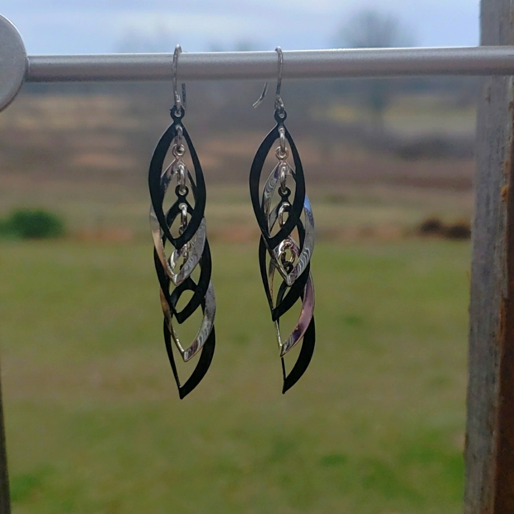 50. Black and Silver Dangle Earrings